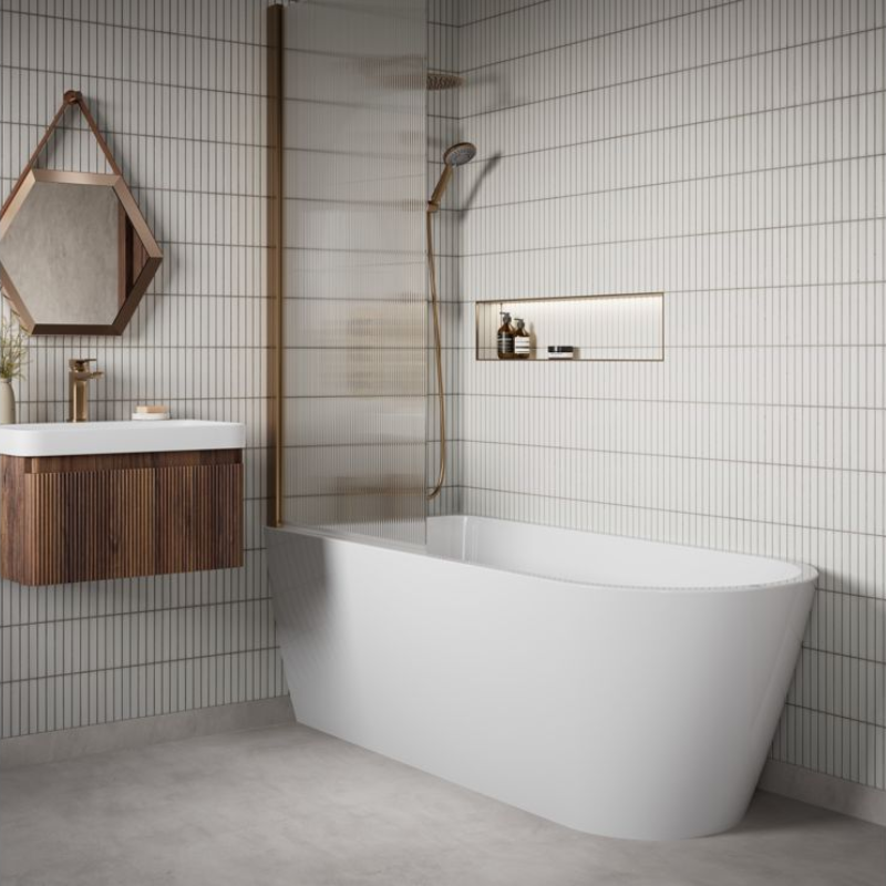 Opulent Jepsen Freestanding Back to Wall 1630x700mm Bath - White (OBC116168)