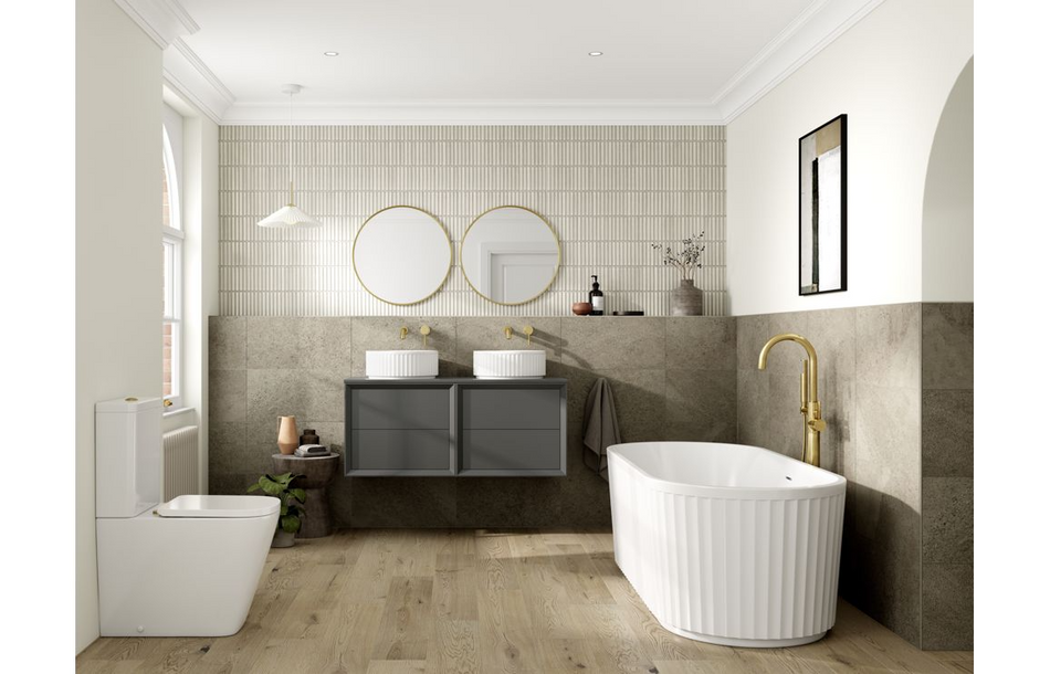 Opulent Kenilworth 1210mm Wall Hung 4 Drawer Basin Unit Run and Top - Matt Clay (OBC108476)