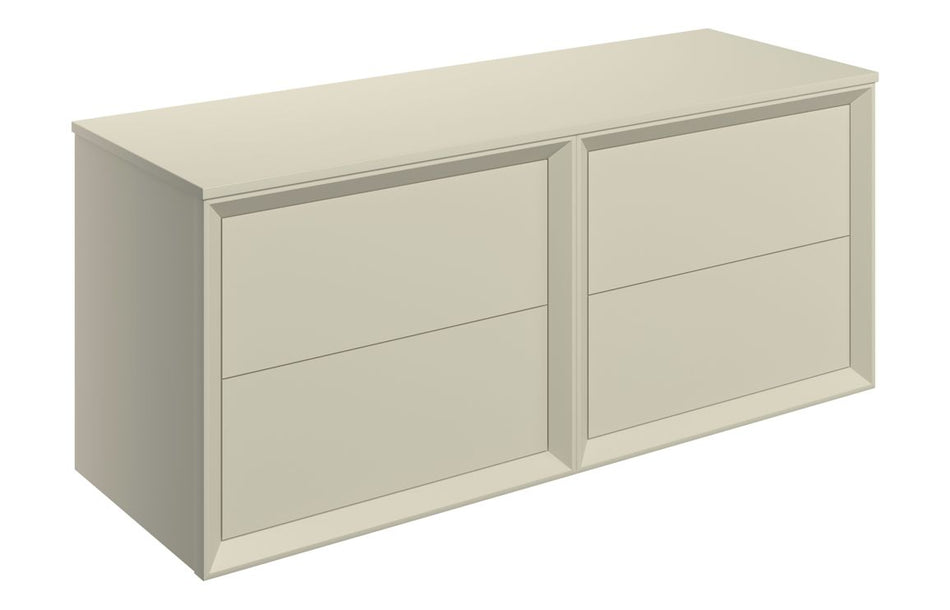 Opulent Kenilworth 1210mm Wall Hung 4 Drawer Basin Unit Run and Top - Matt Cotton (OBC108475)