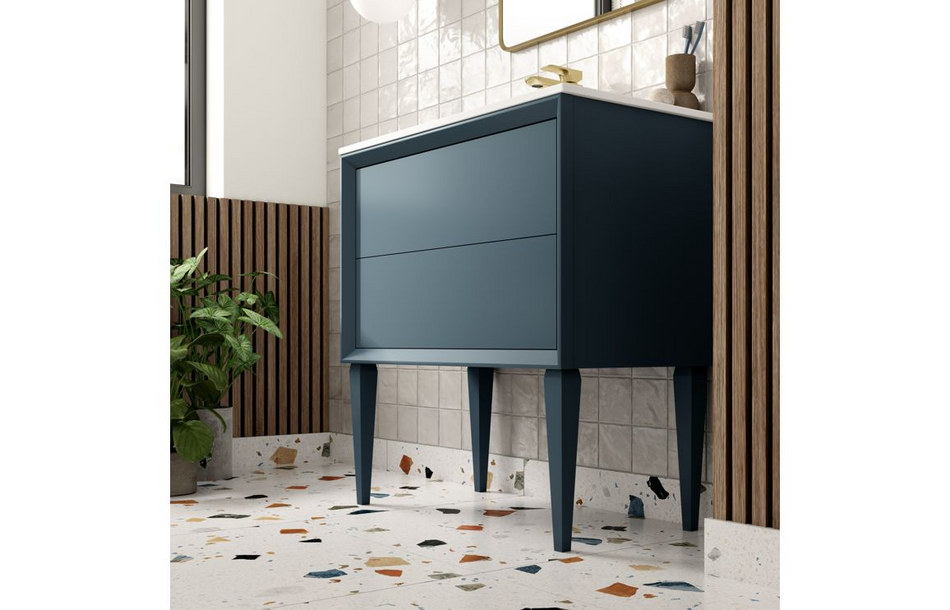 Opulent Kenilworth 1210mm Wall Hung 4 Drawer Basin Unit Run and Top - Matt Storm Blue (OBC108477)