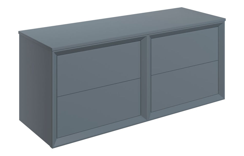 Opulent Kenilworth 1210mm Wall Hung 4 Drawer Basin Unit Run and Top - Matt Storm Blue (OBC108477)