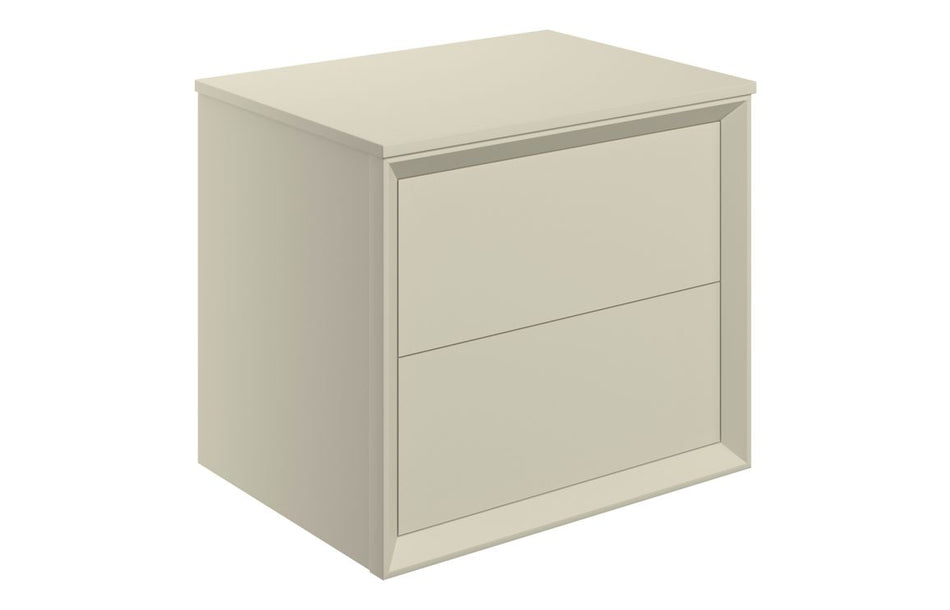 Opulent Kenilworth 610mm Wall Hung 2 Drawer Basin Unit and Top - Matt Cotton (OBC108469)