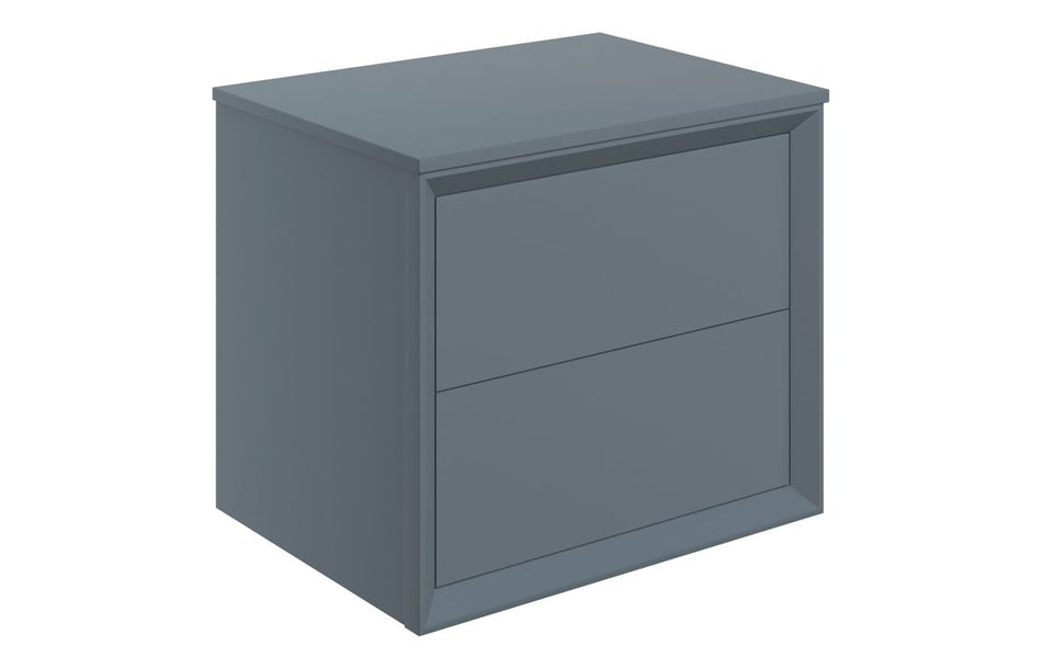 Opulent Kenilworth 610mm Wall Hung 2 Drawer Basin Unit and Top - Matt Storm Blue (OBC108471)