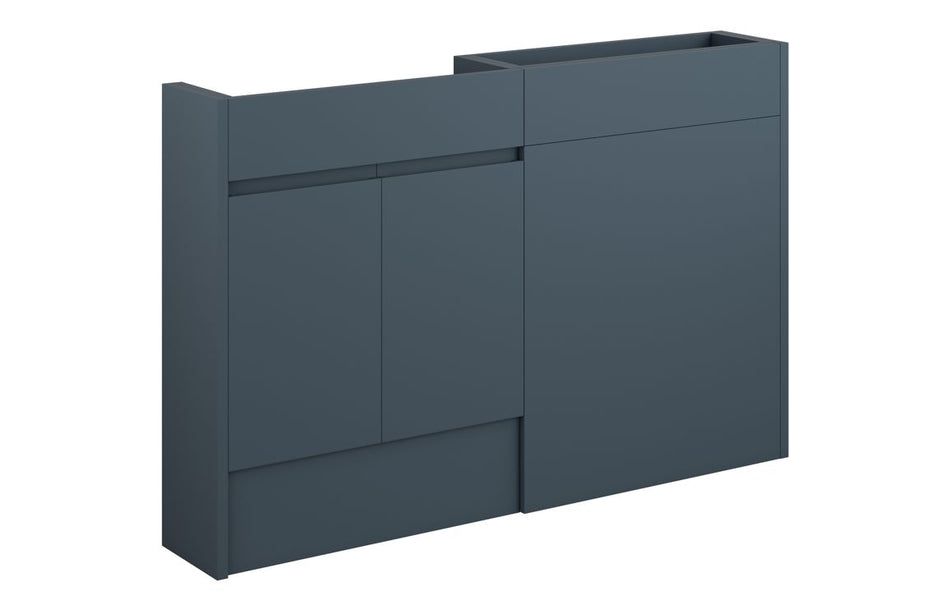 Opulent Kimmy 1236mm Slim Basin and WC Unit Pack - Matt Arley Blue / Grey Cabinet (OBC110363)