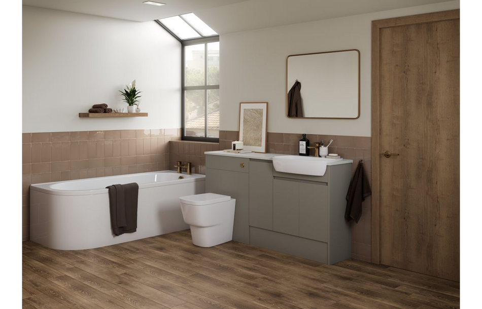 Opulent Kimmy 1236mm Slim Basin and WC Unit Pack - Matt Stone / Oak Cabinet (OBC110222)