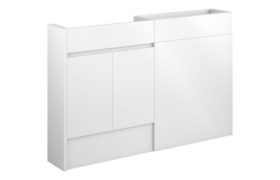 Opulent Kimmy 1236mm Slim Basin and WC Unit Pack - White Gloss / Grey Cabinet (OBC110008)