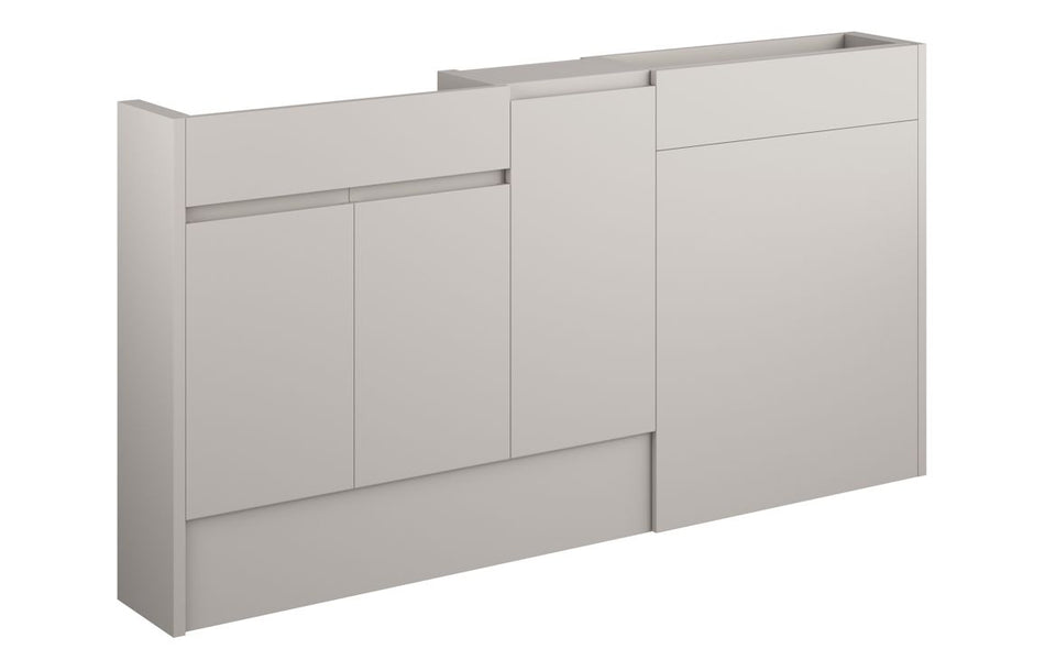 Opulent Kimmy 1536mm Slim Basin, WC and 1 Door Unit Pack - Matt Dove Grey / Grey Cabinet (OBC110156)