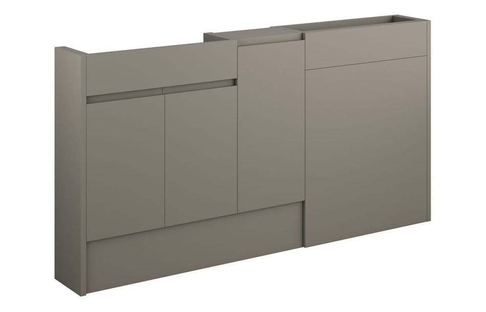 Opulent Kimmy 1536mm Slim Basin, WC and 1 Door Unit Pack - Matt Stone / Grey Cabinet (OBC110227)