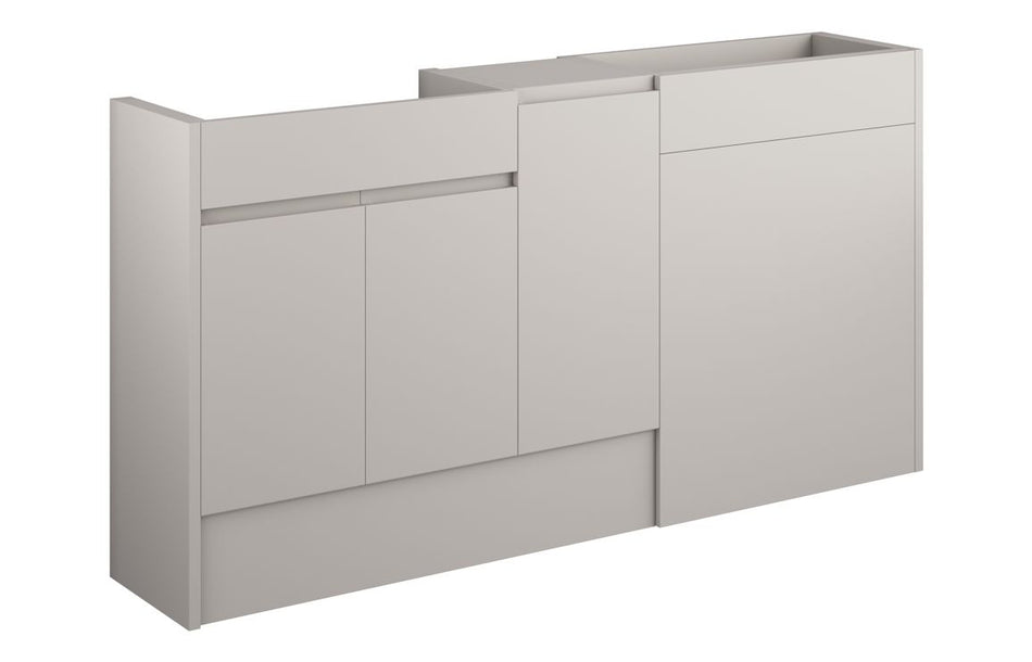 Opulent Kimmy 1536mm Standard Basin, WC and 1 Door Unit Pack - Matt Dove Grey / Grey Cabinet (OBC110153)