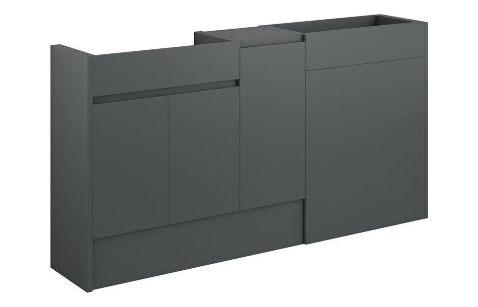 Opulent Kimmy 1536mm Standard Basin, WC and 1 Door Unit Pack - Matt Graphite Grey / Oak Cabinet (OBC110083)