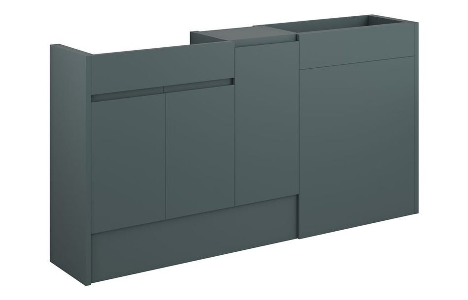 Opulent Kimmy 1536mm Standard Basin, WC and 1 Door Unit Pack - Matt Green Camo / Grey Cabinet (OBC110295)