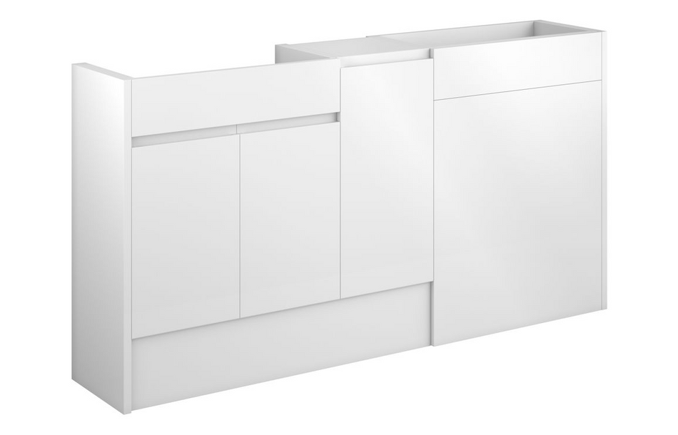 Opulent Kimmy 1536mm Standard Basin, WC and 1 Door Unit Pack - White Gloss / Grey Cabinet (OBC110011)