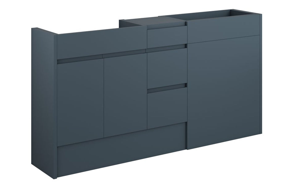 Opulent Kimmy 1536mm Standard Basin, WC and 3 Drawer Unit Pack - Matt Arley Blue / Oak Cabinet (OBC110373)