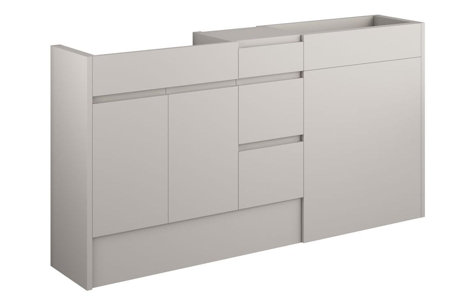 Opulent Kimmy 1536mm Standard Basin, WC and 3 Drawer Unit Pack - Matt Dove Grey / Grey Cabinet (OBC110159)