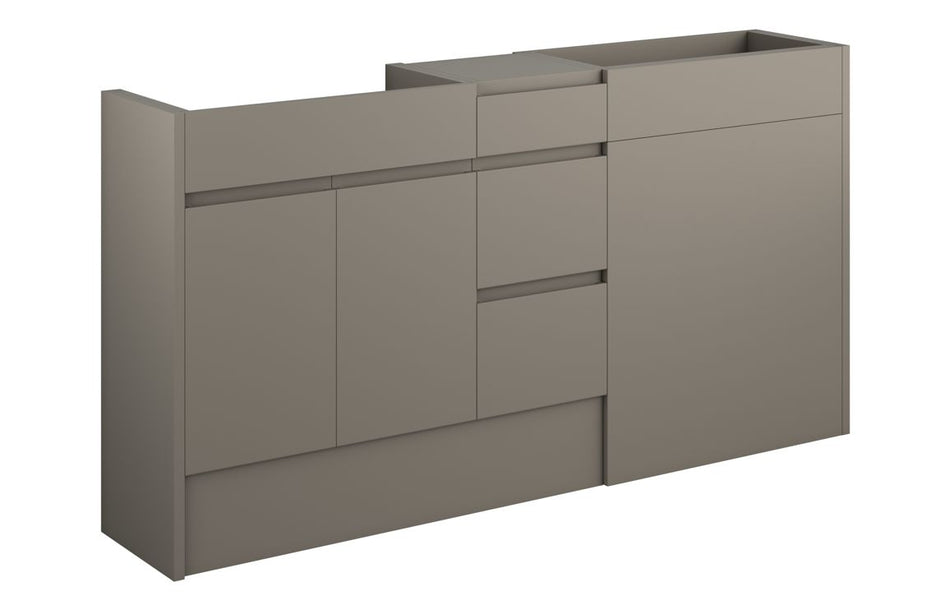 Opulent Kimmy 1536mm Standard Basin, WC and 3 Drawer Unit Pack - Matt Stone / Oak Cabinet (OBC110231)
