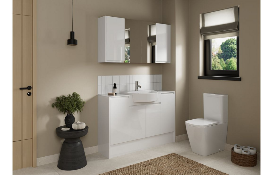 Opulent Kimmy 1536mm Standard Basin, WC and 3 Drawer Unit Pack - White Gloss / Oak Cabinet (OBC110018)