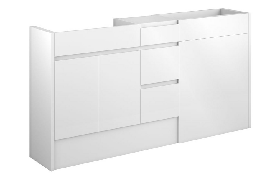 Opulent Kimmy 1536mm Standard Basin, WC and 3 Drawer Unit Pack - White Gloss / Oak Cabinet (OBC110018)