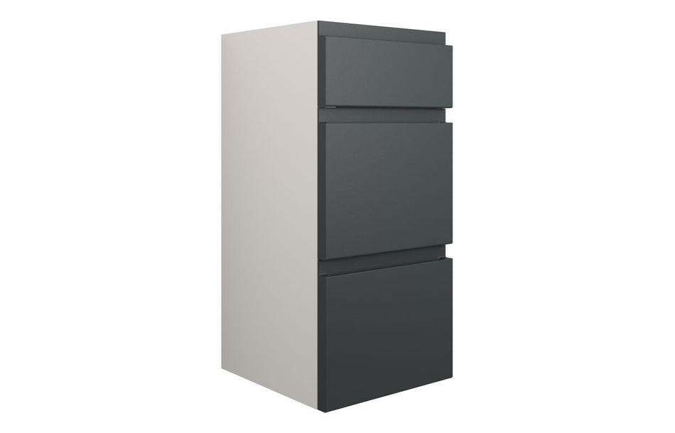 Opulent Kimmy 300mm Standard 3 Drawer Unit - Matt Graphite Grey / Grey Cabinet (OBC110037)