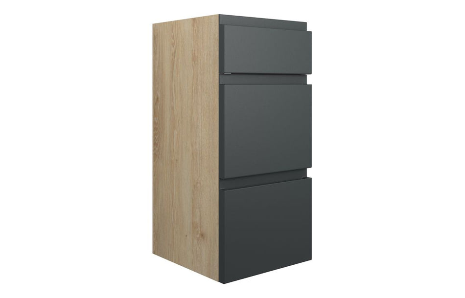 Opulent Kimmy 300mm Standard 3 Drawer Unit - Matt Graphite Grey / Oak Cabinet (OBC110038)