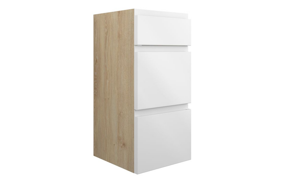 Opulent Kimmy 300mm Standard 3 Drawer Unit - White Gloss / Oak Cabinet (OBC109967)