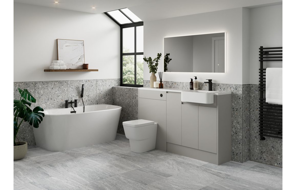 Opulent Kimmy 300mm Tall Unit - Matt Dove Grey / Oak Cabinet (OBC110112)