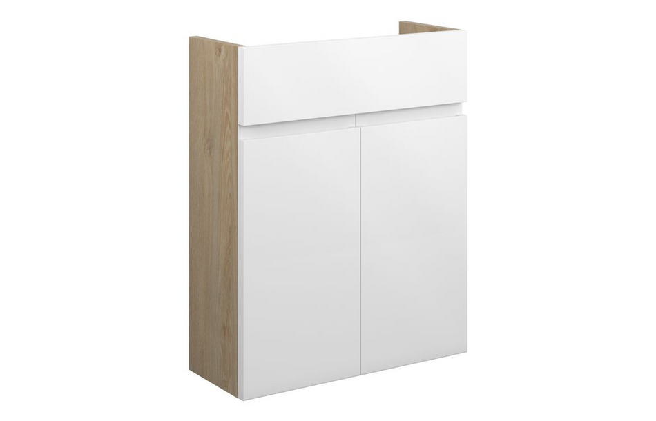 Opulent Kimmy 500mm Slim Basin Unit - White Gloss / Oak Cabinet (OBC109973)