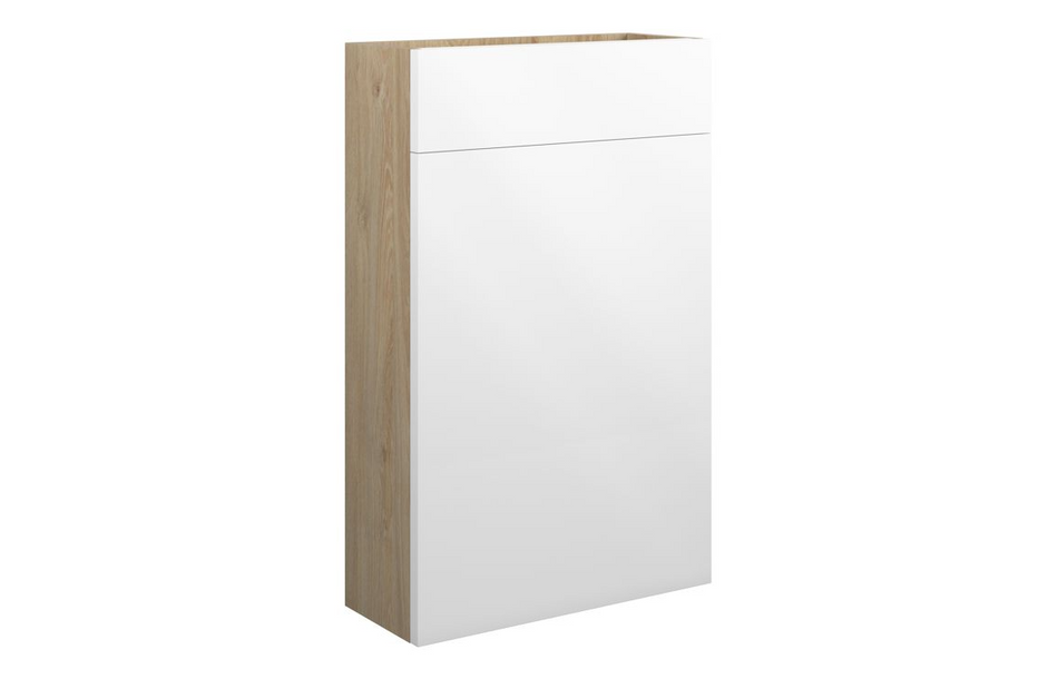 Opulent Kimmy 500mm Slim WC Unit - White Gloss / Oak Cabinet (OBC109985)