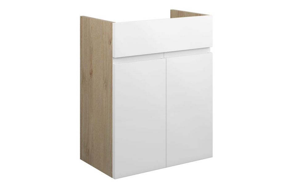 Opulent Kimmy 500mm Standard Basin Unit - White Gloss / Oak Cabinet (OBC109976)