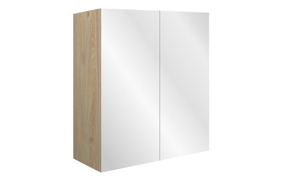 Opulent Kimmy 600mm Mirrored Wall Unit - White Gloss / Oak Cabinet (OBC109997)