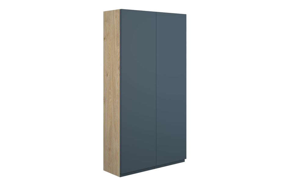 Opulent Kimmy 600mm Slim 2 Door Storage Unit - Matt Arley Blue / Oak Cabinet (OBC110358)