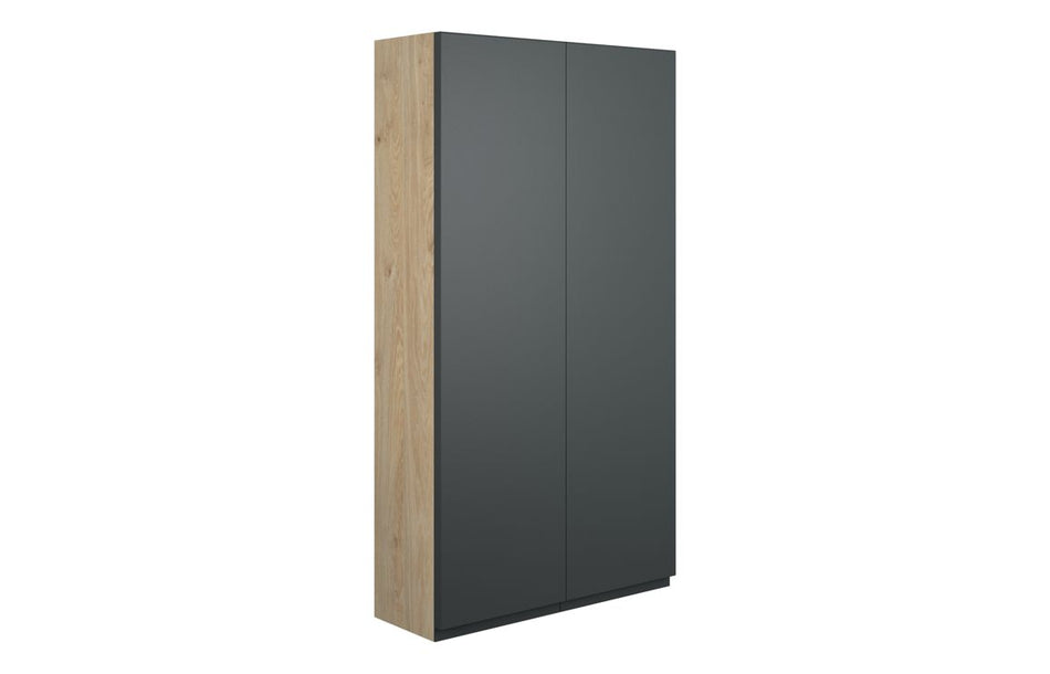 Opulent Kimmy 600mm Slim 2 Door Storage Unit - Matt Graphite Grey / Oak Cabinet (OBC110074)