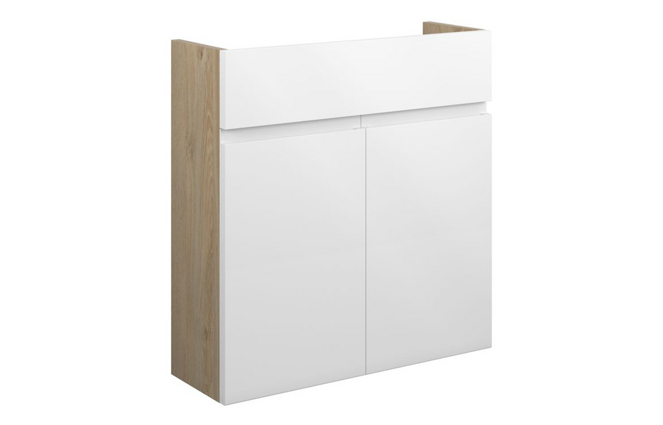 Opulent Kimmy 600mm Slim Basin Unit - White Gloss / Oak Cabinet (OBC109979)