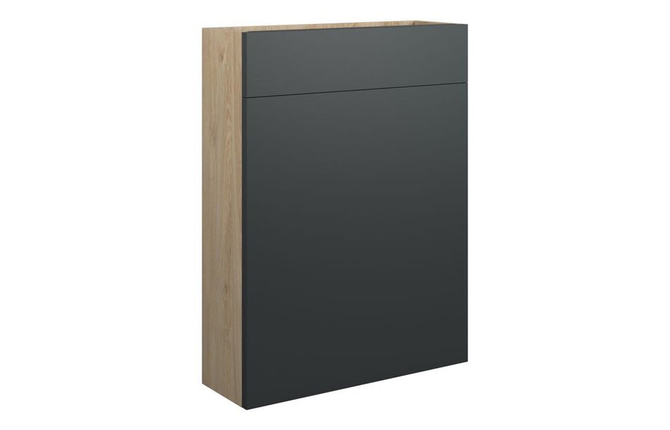 Opulent Kimmy 600mm Slim WC Unit - Matt Graphite Grey / Oak Cabinet (OBC110062)