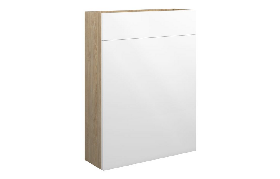 Opulent Kimmy 600mm Slim WC Unit - White Gloss / Oak Cabinet (OBC109991)