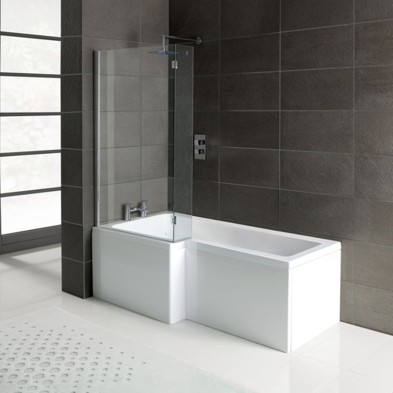 Opulent L-Shape 1700x700-850x410mm Shower Bath, Panel and Screen - Left Hand (OBC2959)
