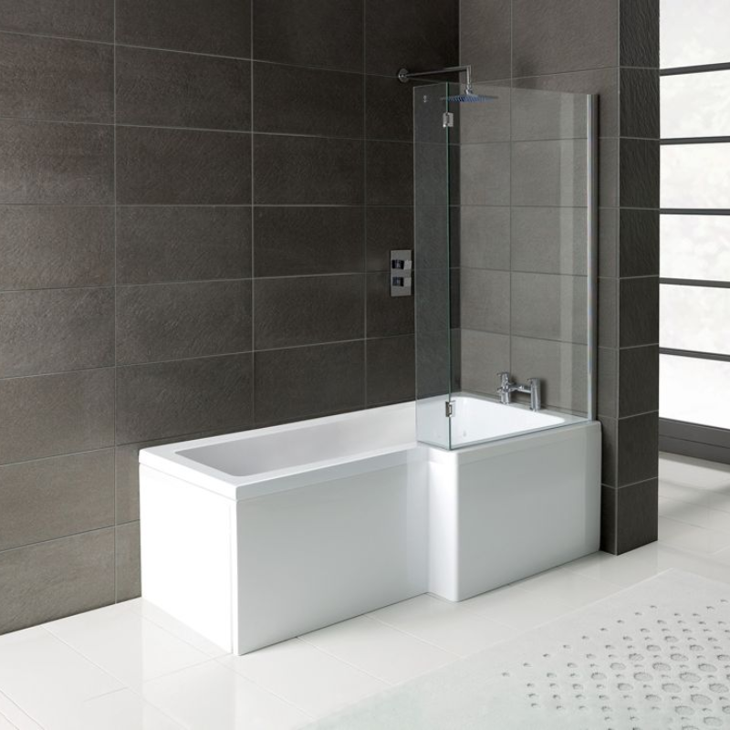 Opulent L-Shape 1700x700-850x410mm Shower Bath, Panel and Screen - Right Hand (OBC2960)