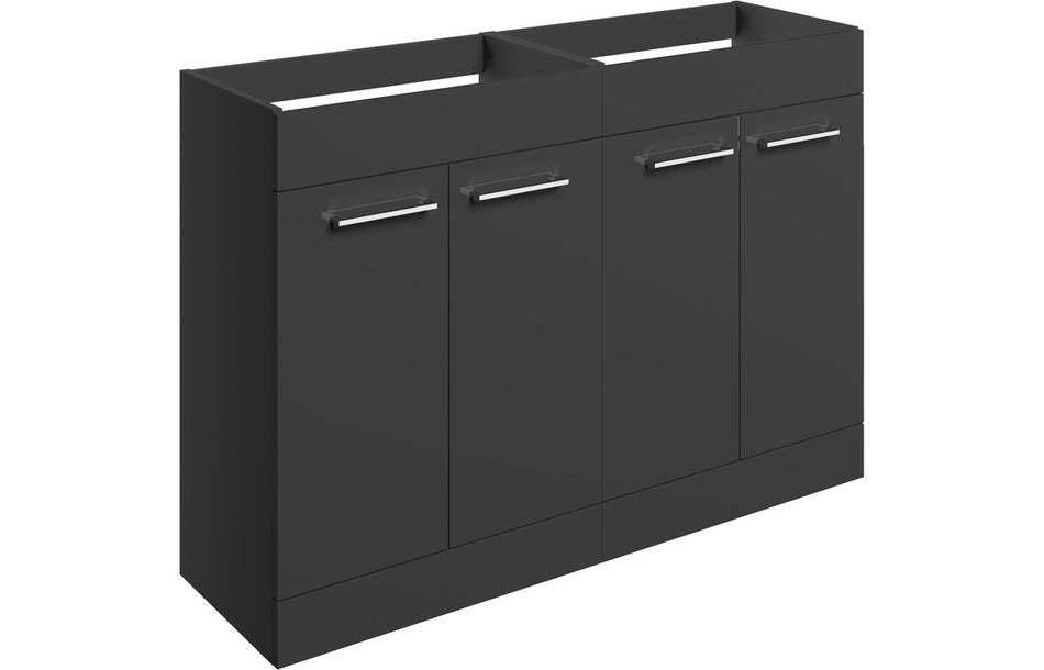 Opulent Leo 1180mm Floor Standing 2 Door Basin Unit Run - No Top - Anthracite Gloss (OBC106923)