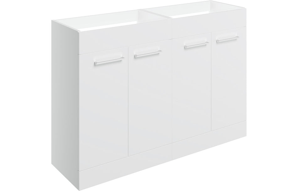 Opulent Leo 1180mm Floor Standing 2 Door Basin Unit Run - No Top - White Gloss (OBC106921)