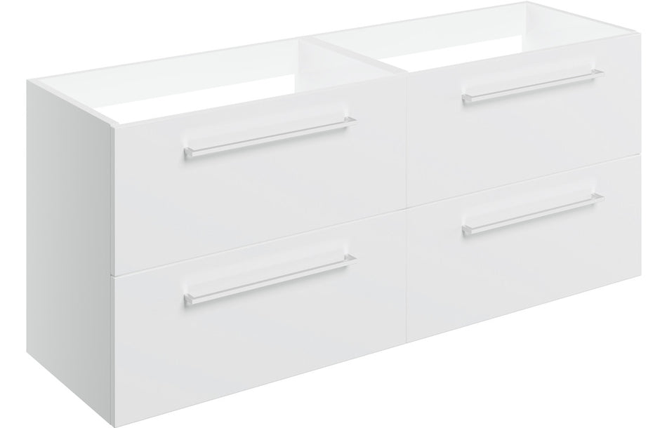 Opulent Leo 1180mm Wall Hung 2 Drawer Basin Unit Run - No Top - White Gloss (OBC106924)