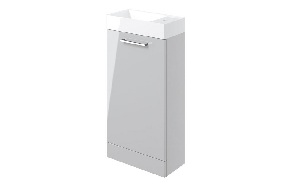 Opulent Leo 410mm Floor Standing 1 Door Basin Unit and 1 Tap Hole Basin - Grey Gloss (OBC103315)