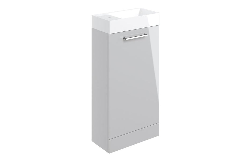 Opulent Leo 410mm Floor Standing 1 Door Basin Unit and 1 Tap Hole Basin - Grey Gloss (OBC103315)