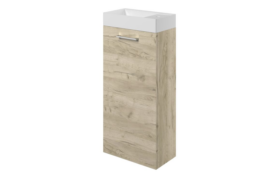 Opulent Leo 410mm Floor Standing 1 Door Basin Unit and 1 Tap Hole Basin - Oak (OBC107485)