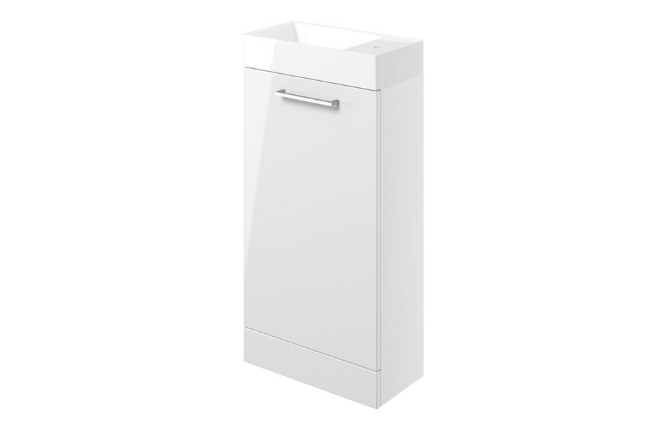 Opulent Leo 410mm Floor Standing 1 Door Basin Unit and 1 Tap Hole Basin - White Gloss (OBC103314)