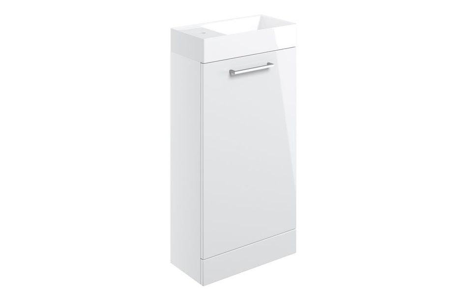 Opulent Leo 410mm Floor Standing 1 Door Basin Unit and 1 Tap Hole Basin - White Gloss (OBC103314)
