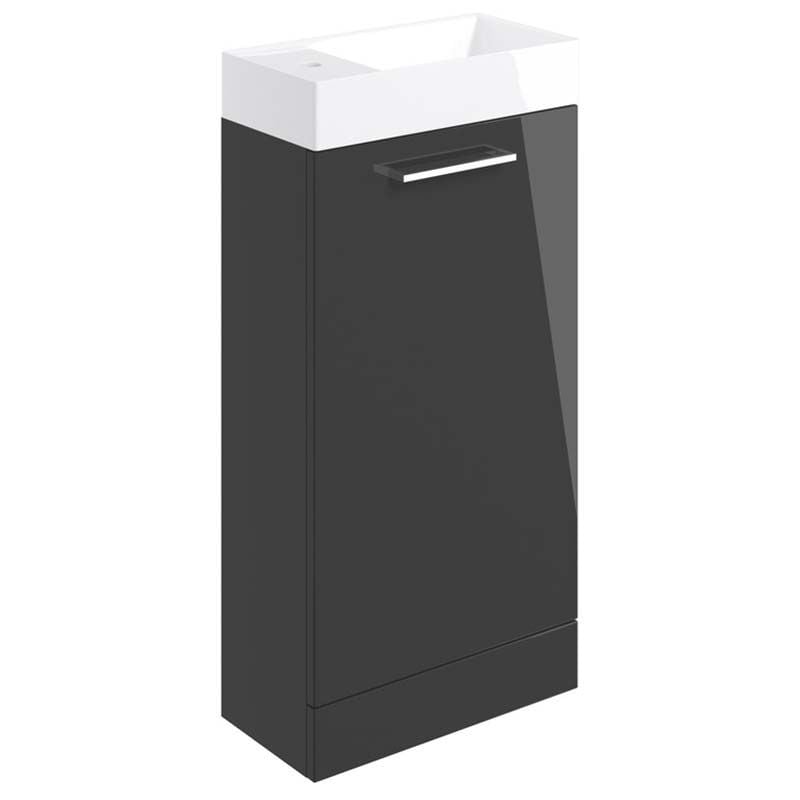 Opulent Leo 410mm Floor Standing Basin Unit and Close Coupled Toilet Pack - Anthracite Gloss (OBC108115)