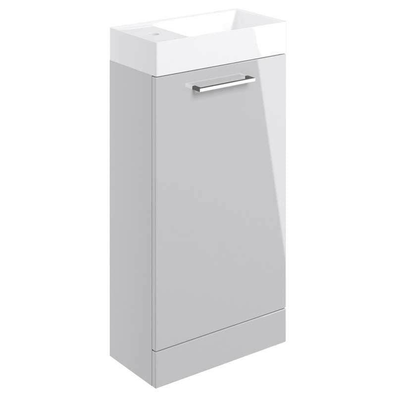 Opulent Leo 410mm Floor Standing Basin Unit and Close Coupled Toilet Pack - Grey Gloss (OBC108116)
