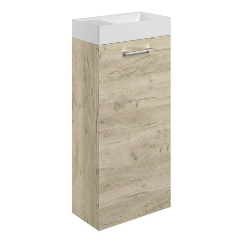 Opulent Leo 410mm Floor Standing Basin Unit and Close Coupled Toilet Pack - Oak (OBC108118)