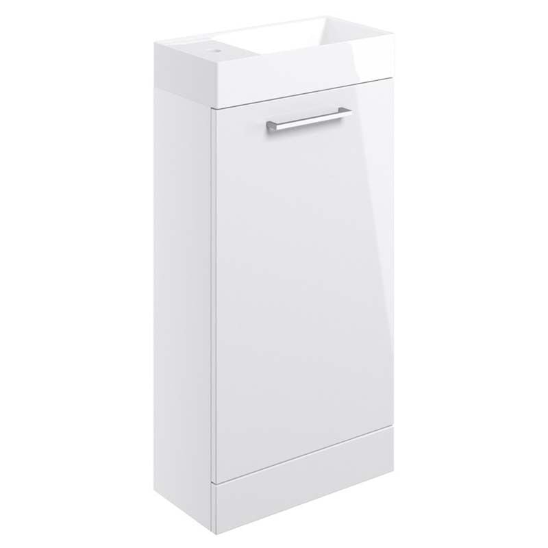 Opulent Leo 410mm Floor Standing Basin Unit and Close Coupled Toilet Pack - White Gloss (OBC108117)