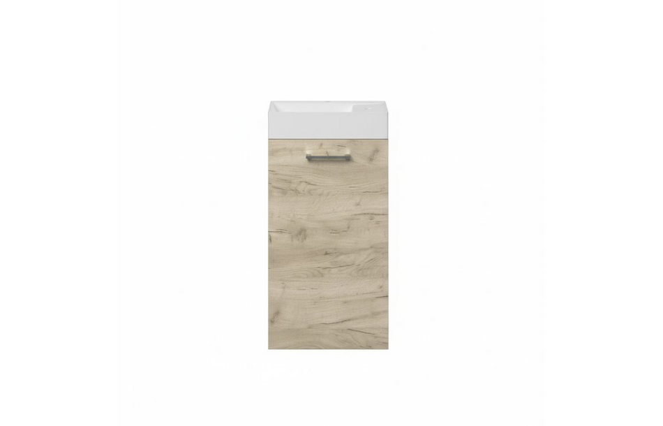 Opulent Leo 410mm Wall Hung 1 Door Basin Unit and 1 Tap Hole Basin - Oak (OBC107489)