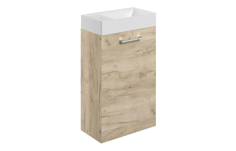 Opulent Leo 410mm Wall Hung 1 Door Basin Unit and 1 Tap Hole Basin - Oak (OBC107489)